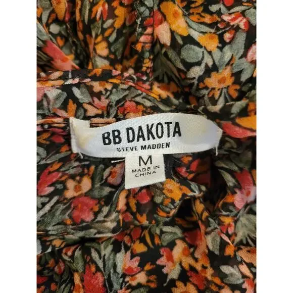 BB Dakota By Steve Madden Women’s Chiffon Midi Dress Black Ditsy Floral Medium - Picture 10 of 10